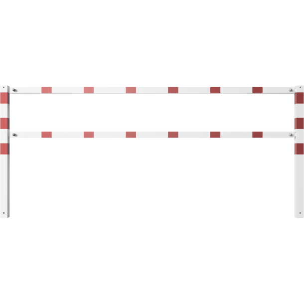 Stationary access barriers | for bolting on site | with top and quarter-bent bar | hot-dip galvanized and white coatedwith red reflecting stripes | total width: 3000 mm